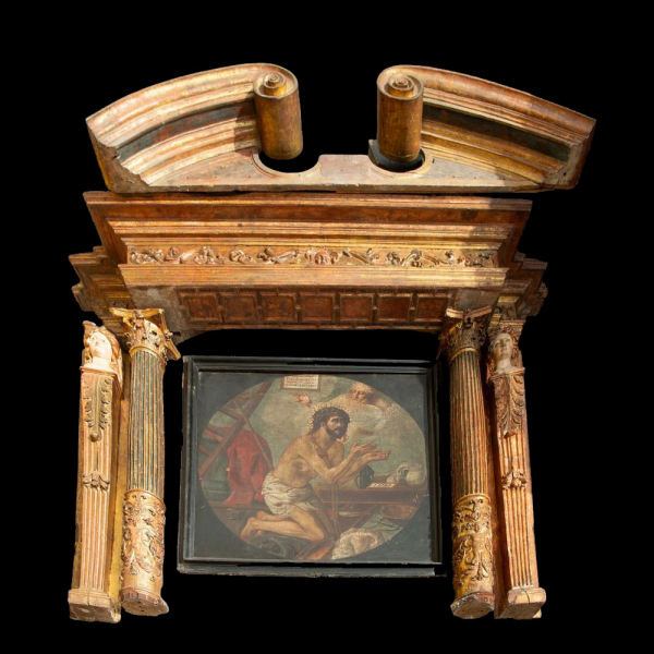 Monumental Retablo Renacimiento Plateresco Burgos con Cristo Nazareno, siglo XVI.