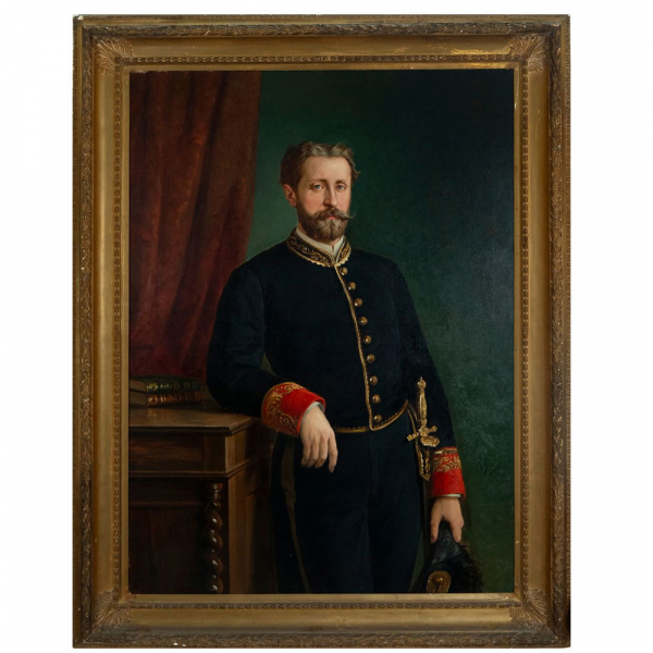 Antonio Gisbert "Retrato de militar con uniforme". Escuela Española. Siglo XIX. Firmado. 