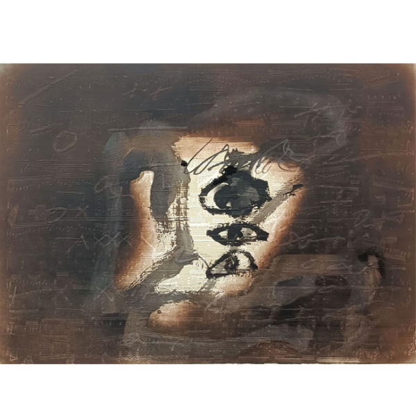 Antoni Tàpies "Variations sur un thème musical 7" (1987) BAT.   Litografía con relieve sobre papel Archés