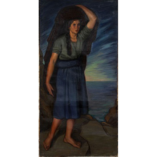 ESCUELA VASCA   (Pp. S. XX)  "Pescadora "  Óleo / Lienzo