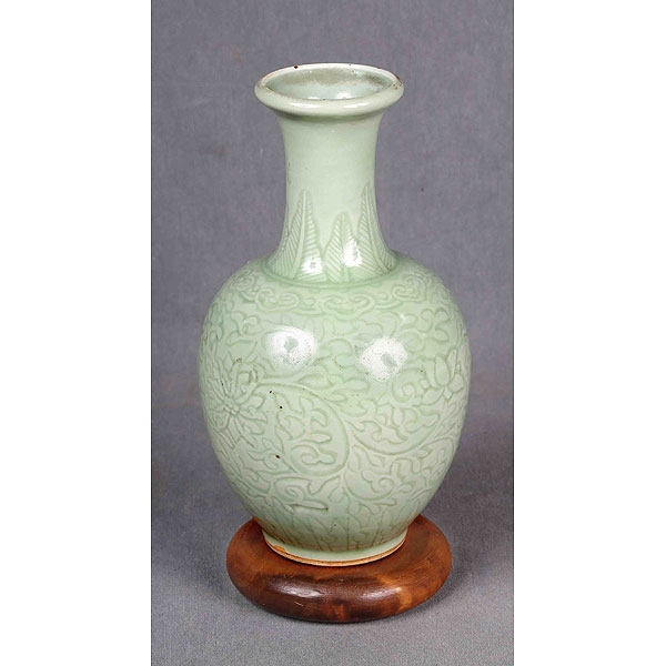 Jarrón chino En porcelana  celadon Longquan