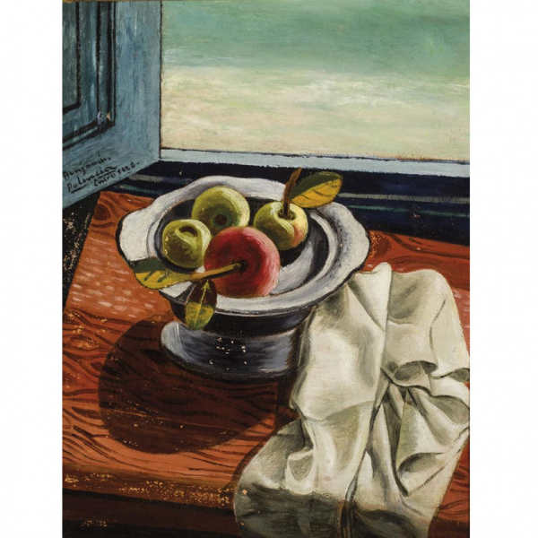 Benjam&iacute;n Palencia. "Bodeg&oacute;n (1926)". &Oacute;leo sobre lienzo adherido a tabla. Firmado y fechado (1926) 