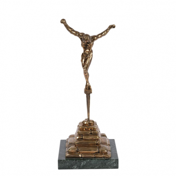 Salvador Dalí.   "Cristo de San Juan de La Cruz (1974)". Escultura realizada en bronce a la ceraperdida patinado .