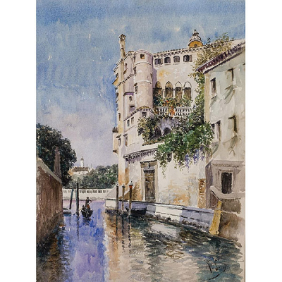 Rafael Senet. (1856 - 1926)   &quot;Venecia&quot;. Acuarela. Firmada en el ángulo inferior derecho.