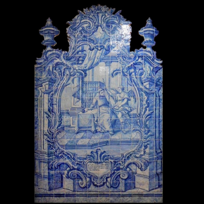 Gran Composición azulejera portuguesa de San Antonio, siglo XVIII.   Medidas: 266 x 168 cm.