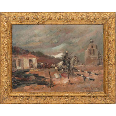 LUIS GARCÍA CAMPOS  (Bilbao 1928 - 2011) &quot;Encierro en grises &quot; Firmado: García Campos