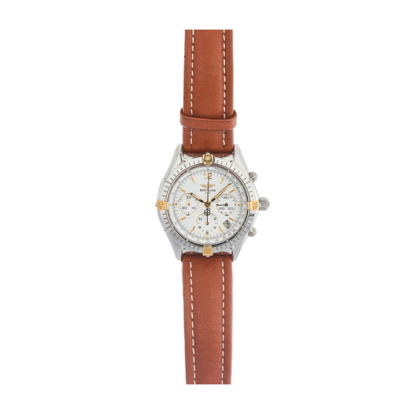 Reloj Breitling «Cronomat GMT» de pulsera unisex. En acero y oro con correa de piel. Reedición 1990.