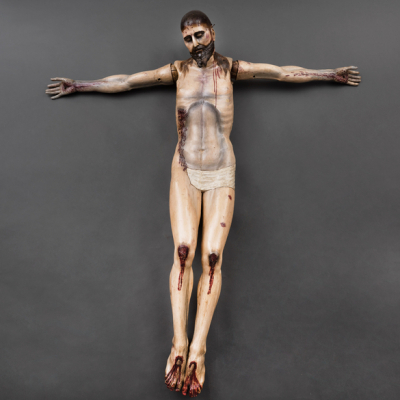&quot;Cristo crucificado&quot; Escultura articulada en madera tallada y policromada.Finales del Siglo XVIII