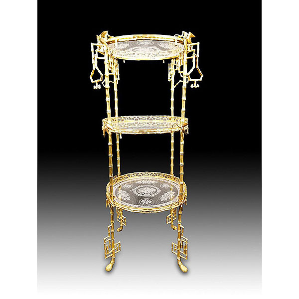 Excepcional Mesita auxiliar japonismo del siglo XIX ALPHONSE GIROUX, Francia, siglo XIX.