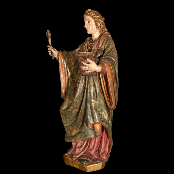 Talla escultura de Santa Apolonia del siglo XVI Navarra, manera de Juan de Ancheta (o Anchieta)​ (1533​ –1588).