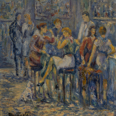 &quot;Café de París&quot;.  JESÚS URUÑUELA (Bilbao, 1898-1976). Óleo/Lienzo