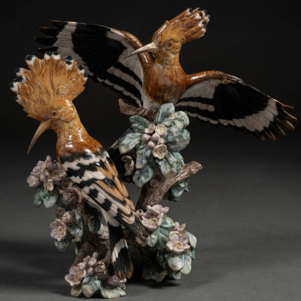 &quot;Pájaros&quot; Grupo escultórico en porcelana esmaltada de Lladró.