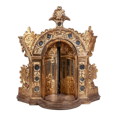 Hornacina de madera tallada y dorada con espejos, S.XVIII