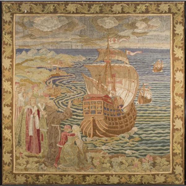 Tapiz escena portuaria S. XIX   Siguiendo modelos antiguos. 