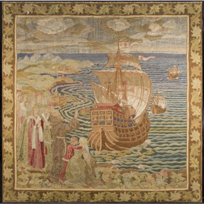 Tapiz escena portuaria S. XIX   Siguiendo modelos antiguos. 
