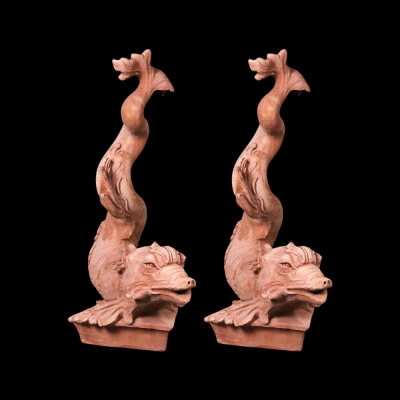 Pareja de Tritones de Boboli, Terracota Impruneta, siglo XX.