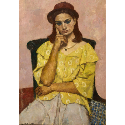Josep Maria Mallol Suazo (Barcelona, 1910-1986)  Chaqueta amarilla.  &Oacute;leo sobre tela. Firmado. 