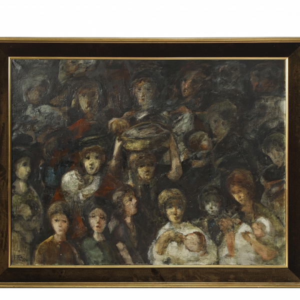 Francisco Mir Belenguer (1934-2023) "Mucha gente", 1974.  Óleo sobre lienzo. 