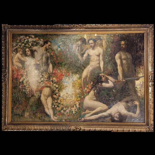 PHILIPPE SWYNCOP (1878-1949) El Triunfo de la Paz sobre las Armas, escuela Romanticista Belga del siglo XIX
