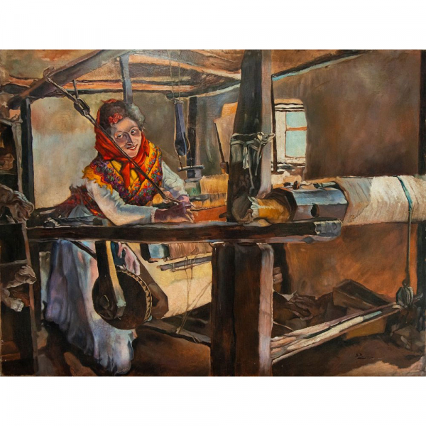 Personaje hilando siglo XIX, Álvarez de Sotomayor (El Ferrol, La Coruña, 1875-Madrid, 1960) con certificado.