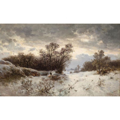 Carlos de Haes. "Paisaje invernal (1880)". &Oacute;leo sobre lienzo. Firmado y fechado (1880)  