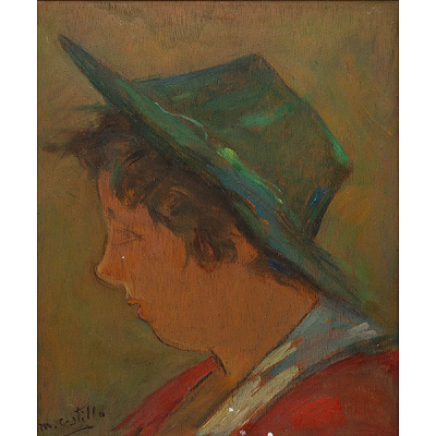 &quot;Joven con sombrero&quot;  MARCOS CASTILLO (Venezuela, 1928-2016) 
