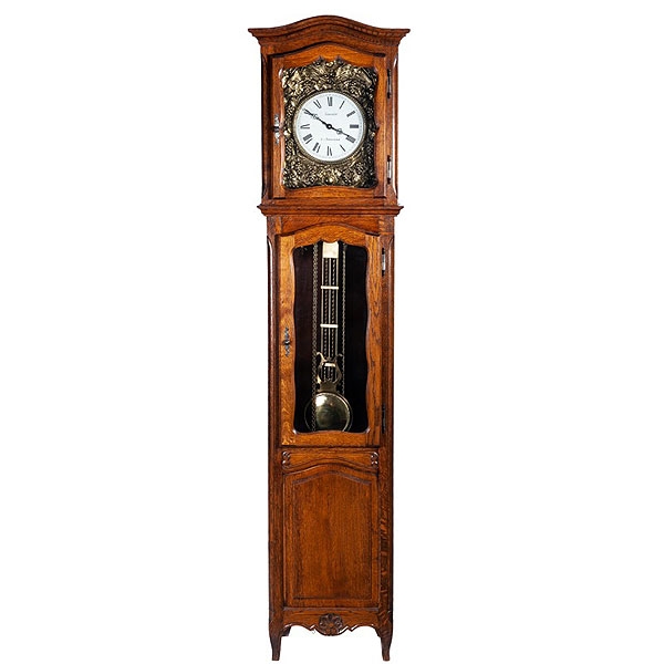 Reloj de caja alta tipo Morez con caja de roble estilo provenzal