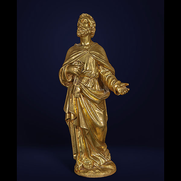 Escultura de San Pedro en bronce, Francia, siglo XVIII.