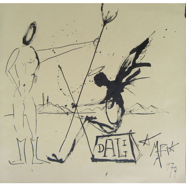 Salvador Dalí (1904-1989). A María (1974). Dibujo original a tinta.