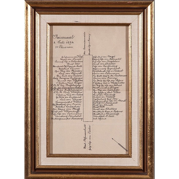 Protocolo manuscrito para un banquete alemán de 1894