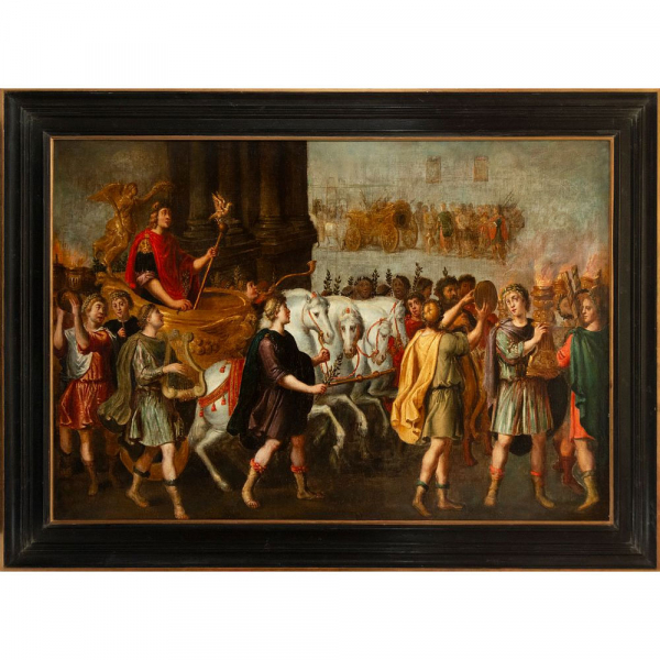 Monumental "Cuadriga romanas" de la Escuela Holandesa siglo XVIII.