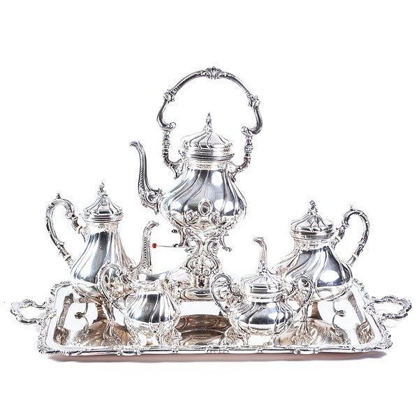 Juego de café y te de plata camuso