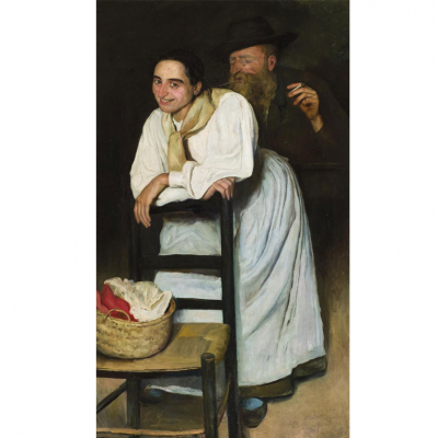 Luis Graner. &quot;Picardías&quot;. Óleo sobre lienzo. Firmado en el ángulo inferior izquierdo.