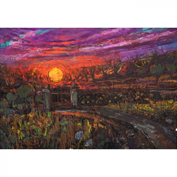 JUAN  FRANCÉS GANDÉA   ( Xàtiva, Valencia 1921-2014)  "Puesta de sol"  Firmado: Juan Frances  Óleo / Tablex