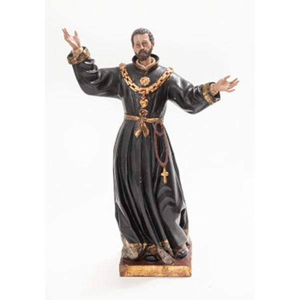 Talla en madera policromada y dorada representando San Cayetano. España.