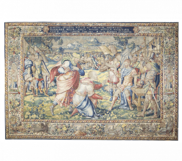 Tapiz en lana y seda de la serie &quot;Las batallas de Perseo y Medusa&quot;. Bruselas/Bravante, Flandes, h. 1560-1565.