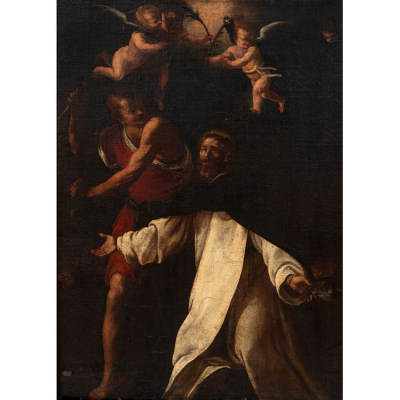 ESCUELA ALONSO CANO   (Granada S. XVII)  "Santo Domingo"  &Oacute;leo / Lienzo 