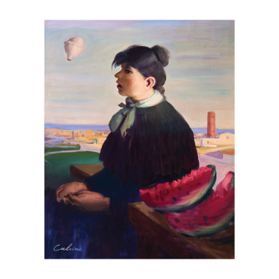 Ramón Calsina Baró (Barcelona, 1901-1992) Paisaje onírico. Óleo sobre tela.