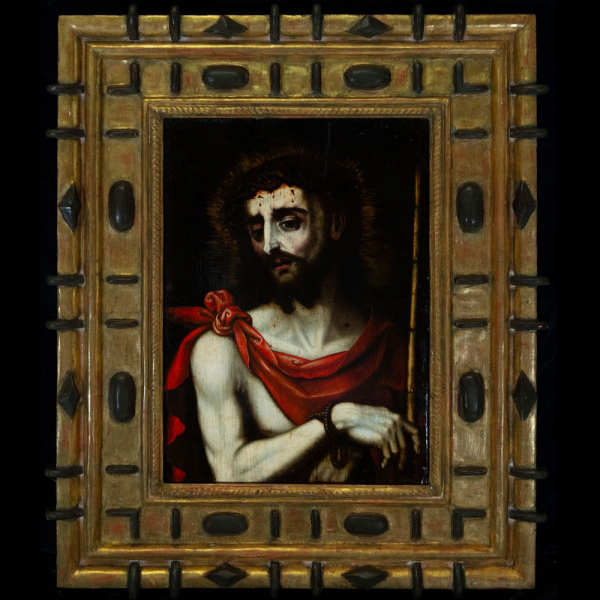 LUIS DE MORALES "EL DIVINO" (Badajoz h. 1510 - 1586) - "Ecce Homo".  Óleo sobre tabla.