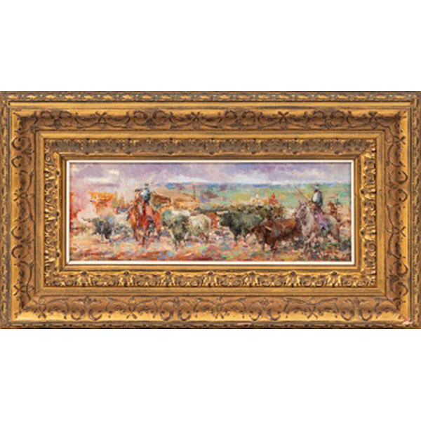 LUIS GARCÍA CAMPOS   (Bilbao 1928 - 2011)  "A encerrar"  Firmado: García Campos Óleo / Táblex