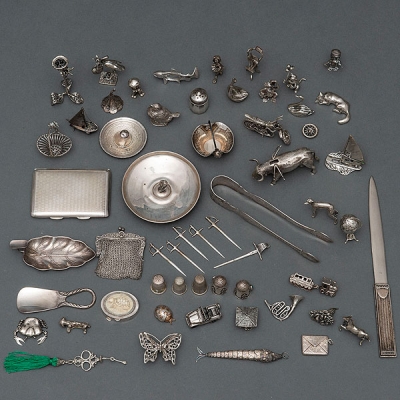 Miscelánea de diversas piezas de animales realizados en plata española punzonada