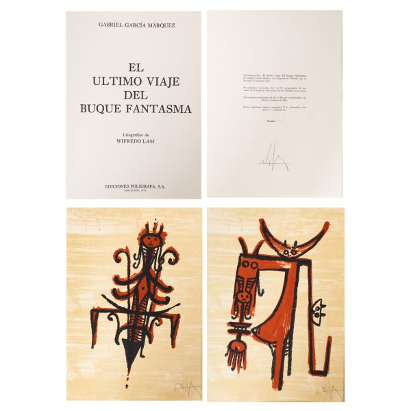 Oscar de la Concepci&oacute;n Wifredo Lam. El &uacute;ltimo viaje del buque fantasma.  Libro estuche con &laquo;suite&raquo; de 12 litograf&iacute;as 