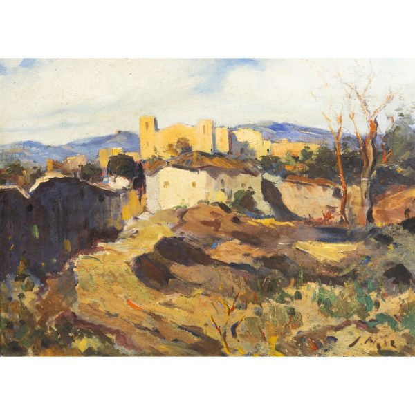 Joaquim Mir Trinxet (Barcelona, 1873-1940)  Castillo de Miravent.  Óleo sobre tela. Firmado 