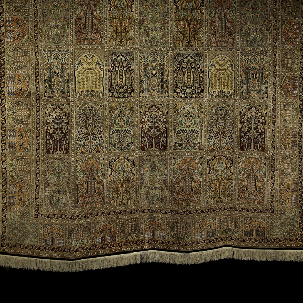 Alfombra kachemir seda pura, diseño Ghom, s.XX. 