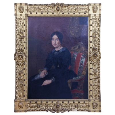 RAFAEL TEGEO DÍAZ (Caravaca de la Cruz, 1798 - Madrid1856) Retrato de dama en un interior