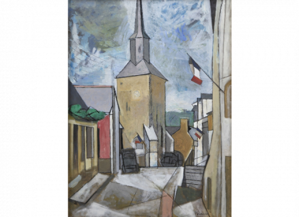 JOAQUÍN PEINADO (Ronda, 1898 - París, 1975)  París, 14 de julio.   Óleo sobre lienzo. 