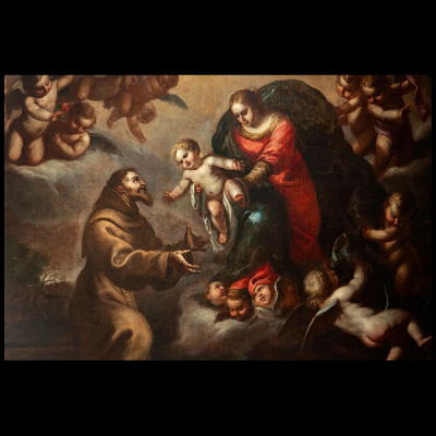 ALONSO CANO (Granada, 1601​- 1667). LA VISION DE SAN FRANCISCO, Escuela Barroca Granadina del siglo XVII. 