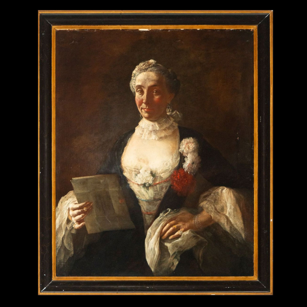 Cuadro retrato de Dama veneciana del siglo XVII - Italia.   Óleo sobre lienzo.