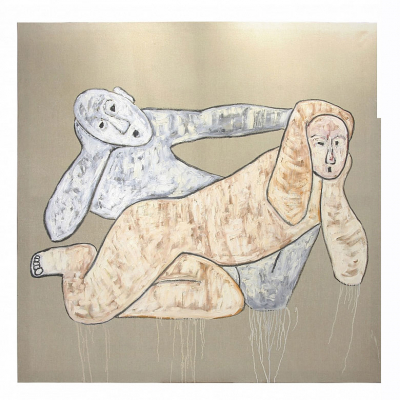 Pedro Sandoval (1966) &quot;Azteca&quot;, 2002.  Óleo sobre lienzo. Sin firma. 