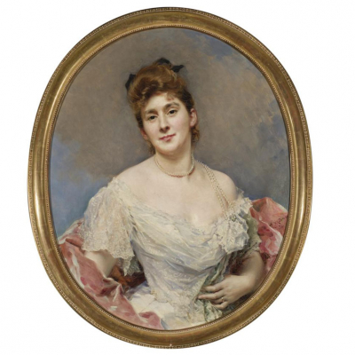 Raimundo de Madrazo.   &quot;Retrato de dama con collar de perlas (1894)&quot;. Óleo sobre lienzo.